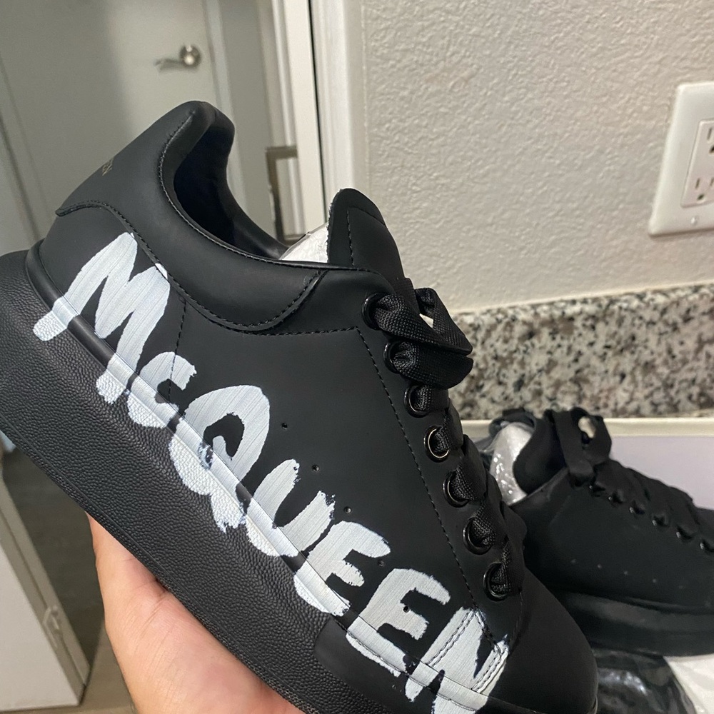Alexander McQueen Black and White Logo Sneakers
